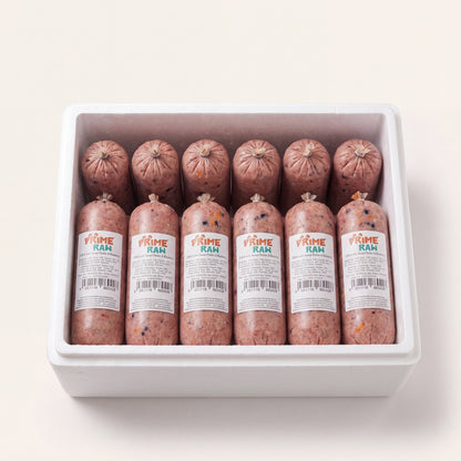 Prime Raw 3 bird with sweet potato & blueberry — frozen 454g raw dog food chubs