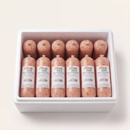 Prime Raw Chicken & Sweet Potato — frozen 454g raw dog food chubs