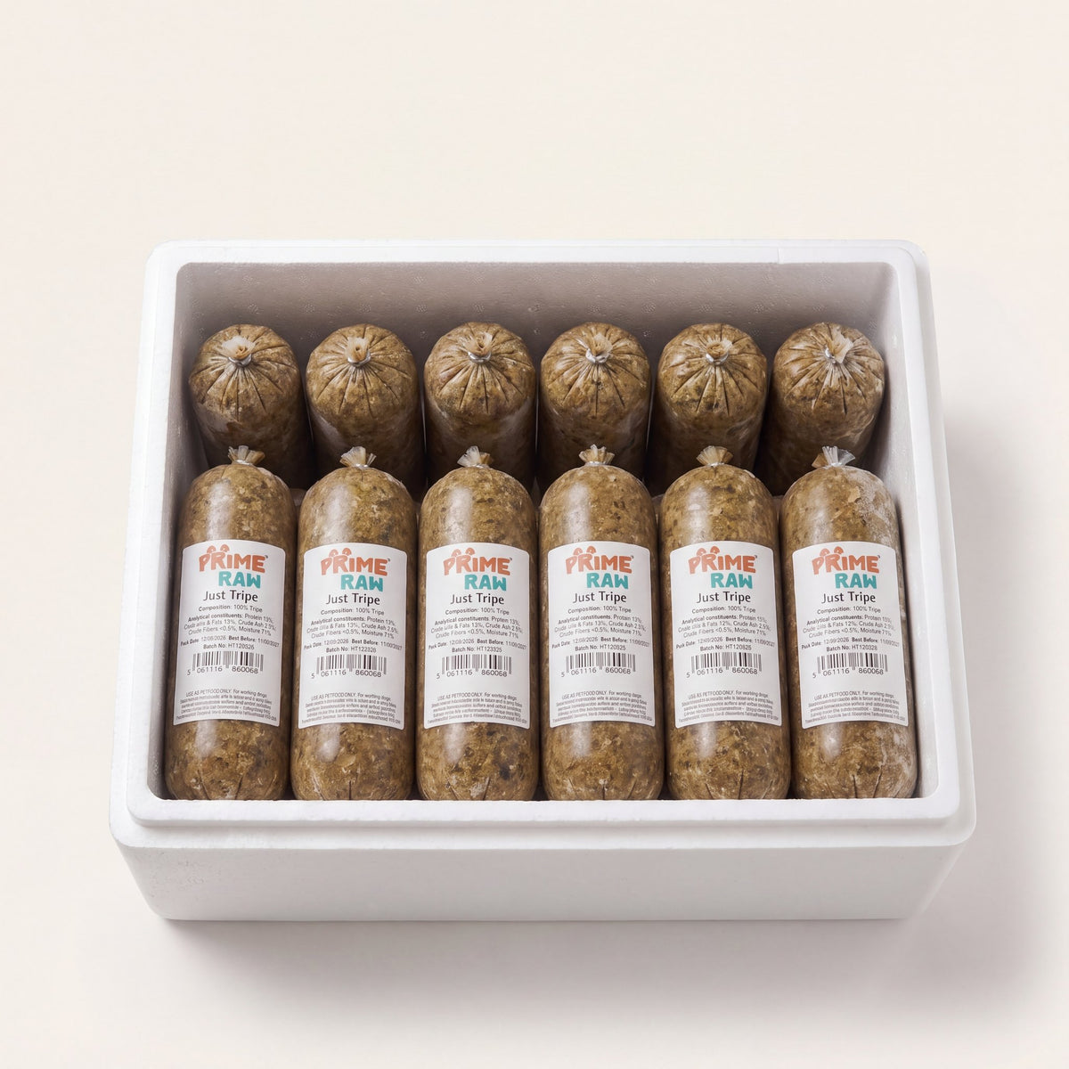 Prime Raw Just Tripe — frozen 454g raw dog food chubs