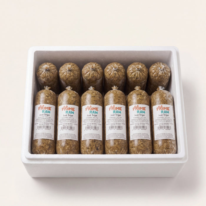 Prime Raw Just Tripe — frozen 454g raw dog food chubs