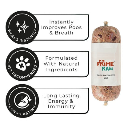 Prime Raw benefits: improves poos and breath, natural ingredients, long-lasting energy